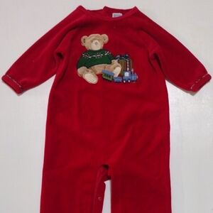 Red Teddy Bear Baby Onesie